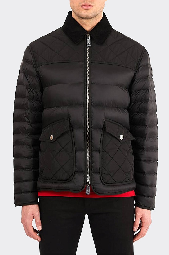 Чёрная пуховая куртка Burberry London England logo-patch