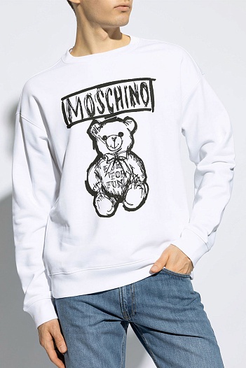 Мужской белый свитшот Moschino Teddy Bear   