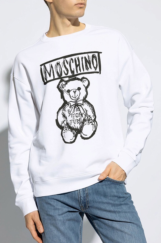Мужской белый свитшот Moschino Teddy Bear