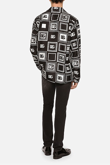 Мужская рубашка Dolce&Gabbana чёрного цвета geometric logo-print   