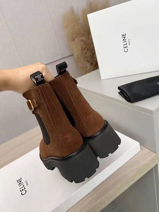 Женские замшевые сапоги Celine premium - Brown