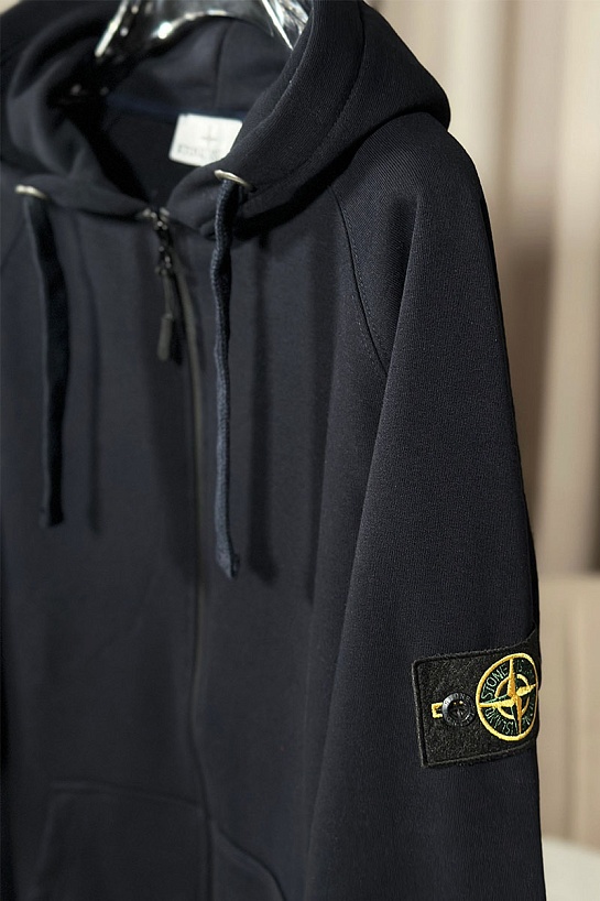Тёмно-синяя кофта на молнии Stone Island compass-patch