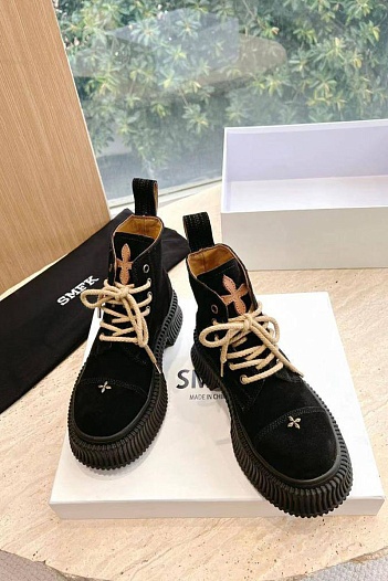 Женские замшевые ботинки SMFK Premium - Black / Brown   
