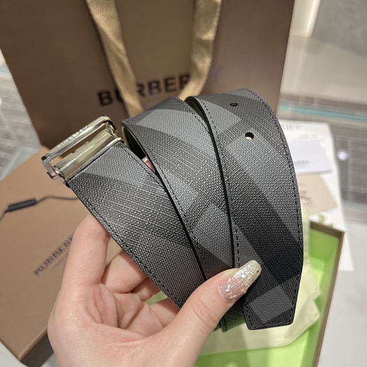 Кожаный ремень Burberry Check TB premium   