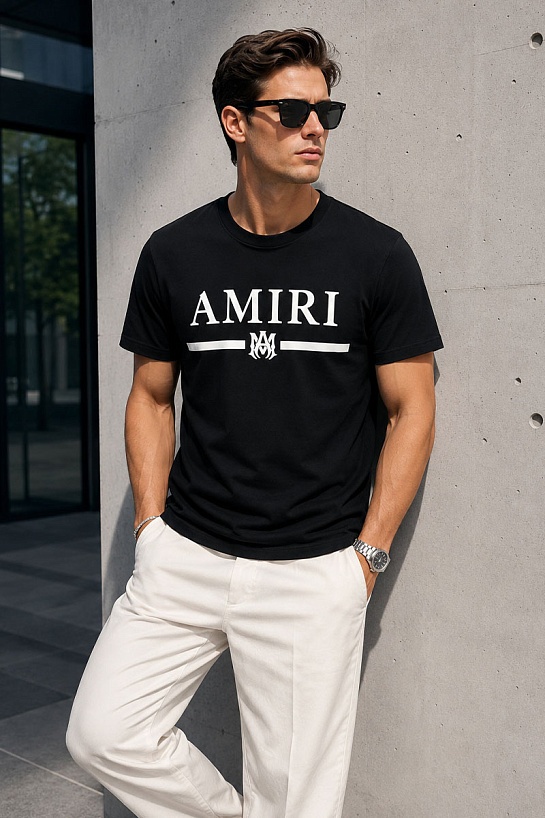 Мужская чёрная футболка Amiri MA bar logo-print