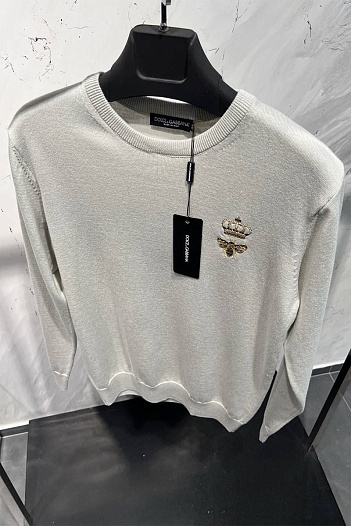 Серый джемпер Dolce&Gabbana bee crown embroidered   