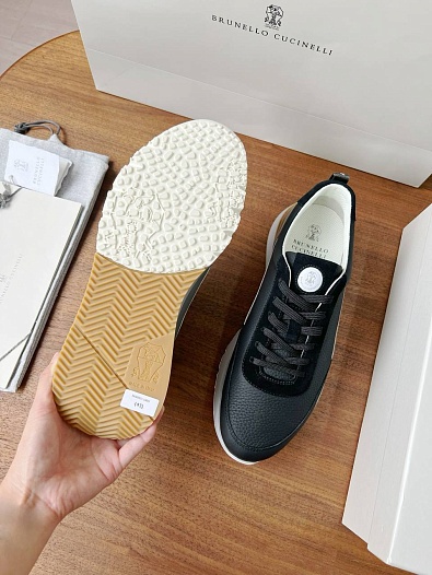 Кожаные кроссовки Brunello Cucinelli Premium - Black   