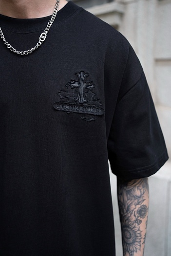 Чёрная оверсайз футболка Chrome Hearts Premium   