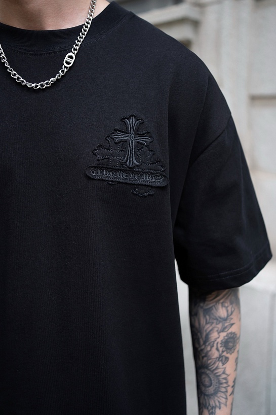 Чёрная оверсайз футболка Chrome Hearts Premium