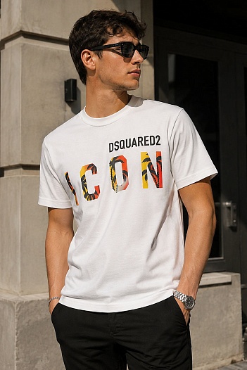 Футболка белого цвета Dsquared2 Icon tropical   