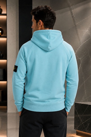Голубая кофта на молнии Stone Island compass-patch   