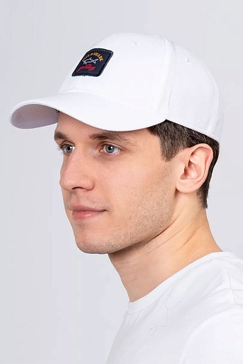 Мужская белая бейсболка Paul & Shark logo-patch   