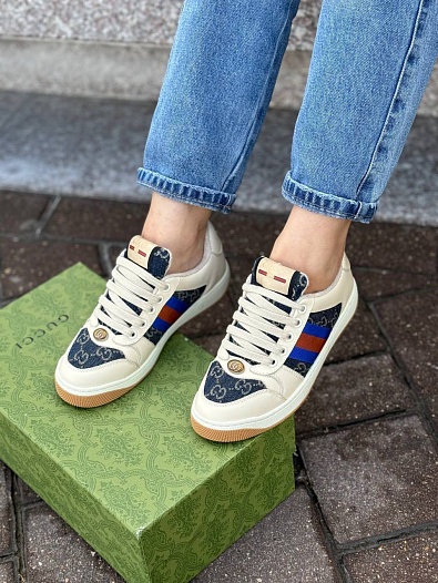 Женские кожаные кроссовки Gucci GG Screener   