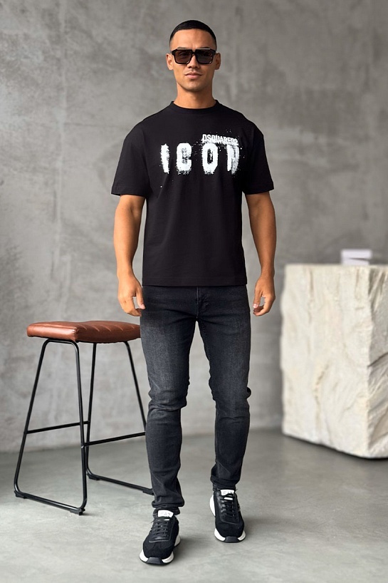 Чёрная оверсайз футболка Dsquared2
