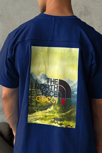 Оверсайз футболка Gucci x The North Face Collaboration landscape print - Navy   