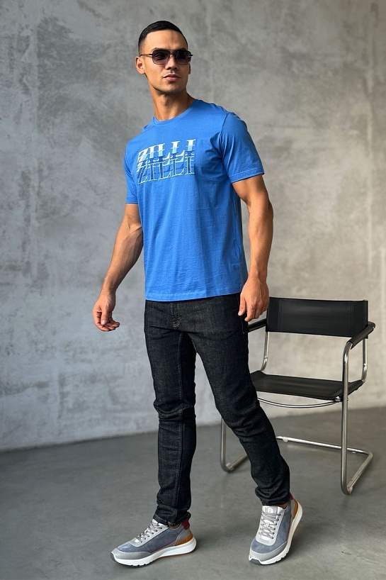 Мужская футболка Zilli синего цвета