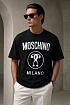 Чёрная оверсайз футболка Moschino Double Question Mark Logo