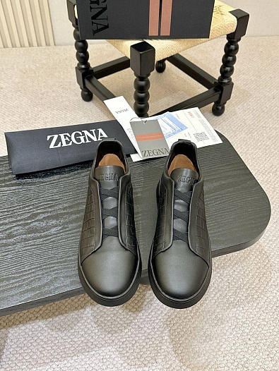 Мужские кроссовки Ermenegildo Zegna Triple Stitch Alligator - Black   