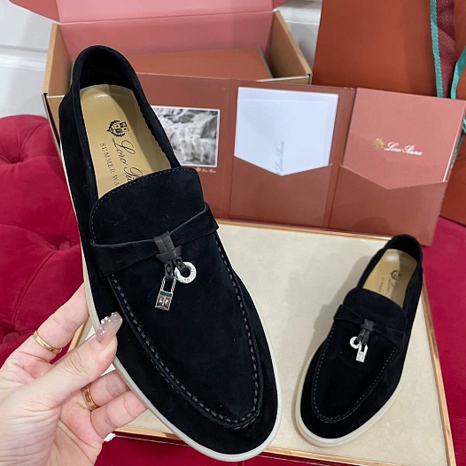 Женские замшевые лоферы Loro Piana Summer Charms Walk premium   