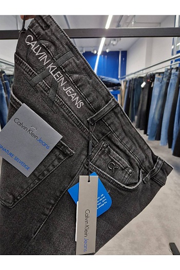 Мужские чёрные джинсы Calvin Klein logo-embroidered   