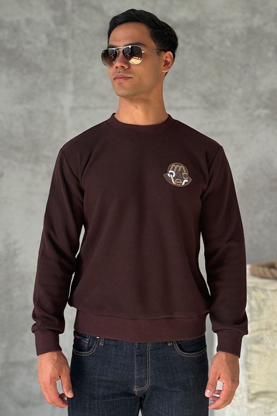 Мужской свитшот Moncler logo-patch - Brown