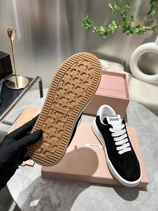 Женские замшевые кроссовки MIU MIU Premium - Black