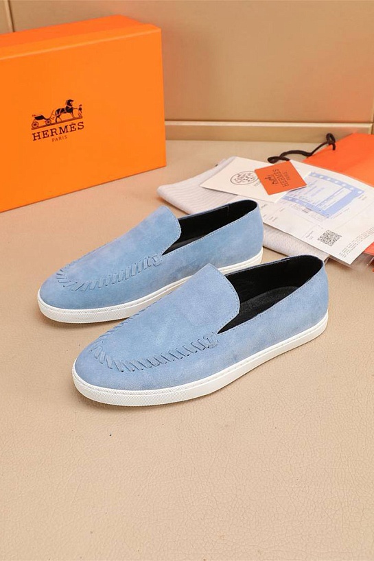 Мужские замшевые лоферы Hermes Julian - Blue