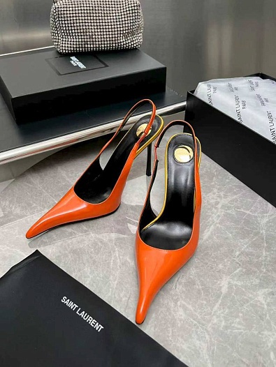 Женские кожаные туфли на каблуке Yves Saint Laurent premium   