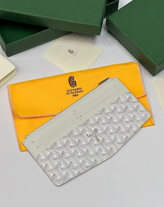 Кожаный кошелек Goyard Insert Louise Premium 21x11см - White