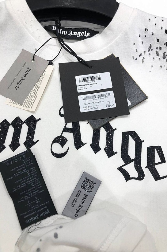 Чёрная оверсайз футболка Palm Angels Glittered logo