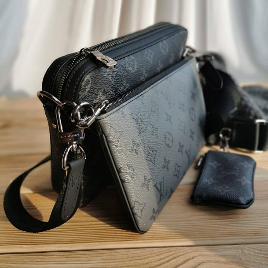 Кожаная сумка Louis Vuitton Trio Messenger Monogram Eclipse 24x18 см   