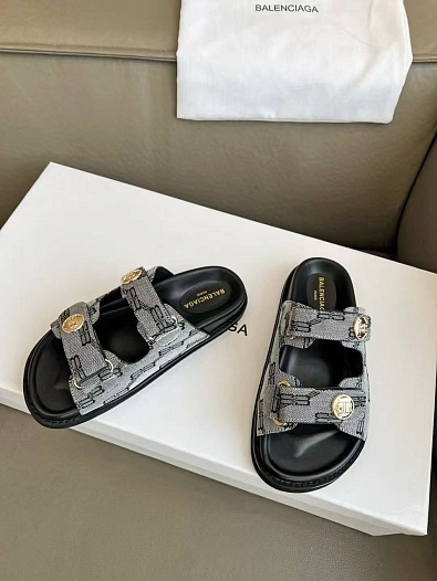 Женские шлёпанцы Balenciaga Jacquard Premium - Grey   