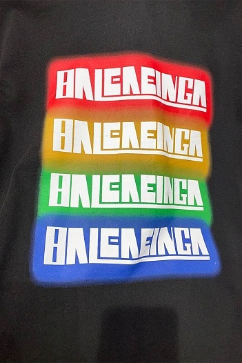 Чёрная оверсайз футболка Balenciaga logo print   