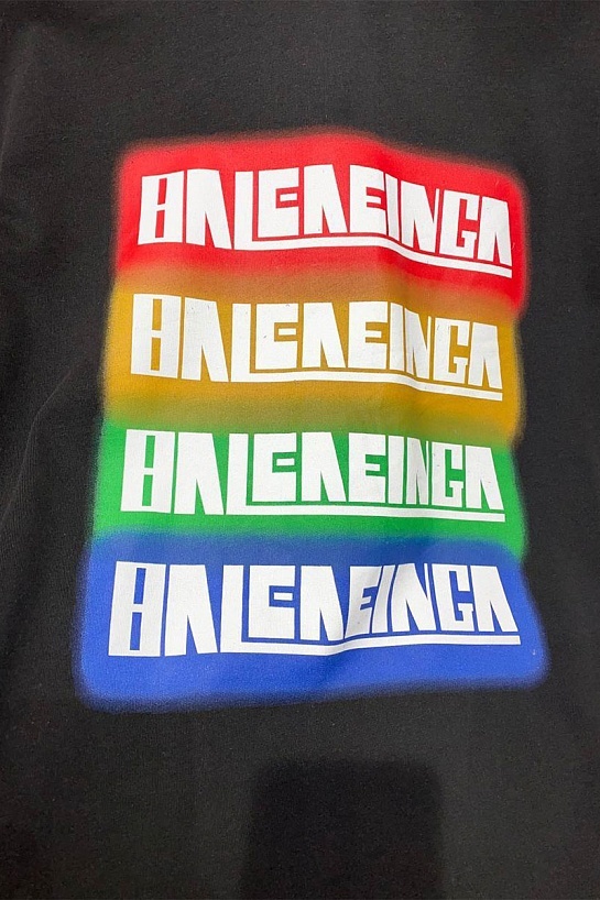 Чёрная оверсайз футболка Balenciaga logo print