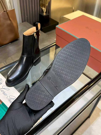 Женские кожаные сапоги Loro Piana premium - Black   
