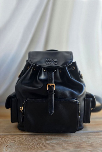 Кожаный рюкзак MIU MIU 30x25 см - Black   