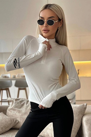 Женский логнслив Balenciaga белого цвета   