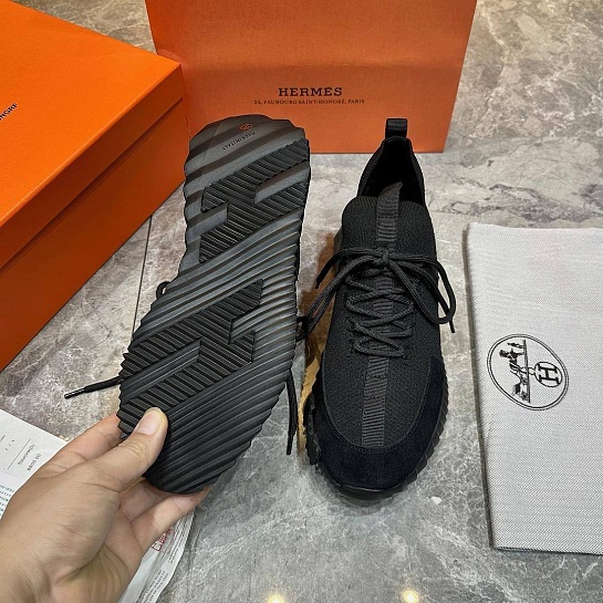 Текстильные кроссовки Hermes lift slip-on - Black