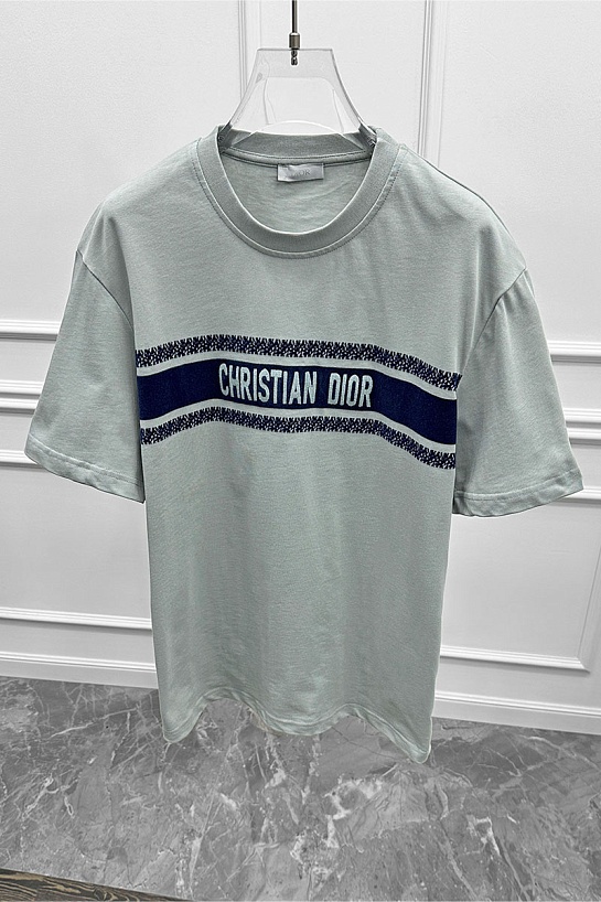 Мужская оверсайз футболка Dior - Grayish Green