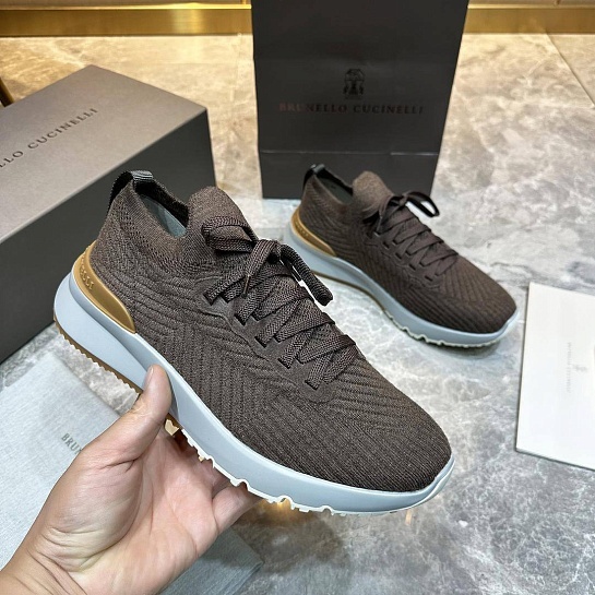 Мужские кроссовки Brunello Cucinelli knitted - Brown