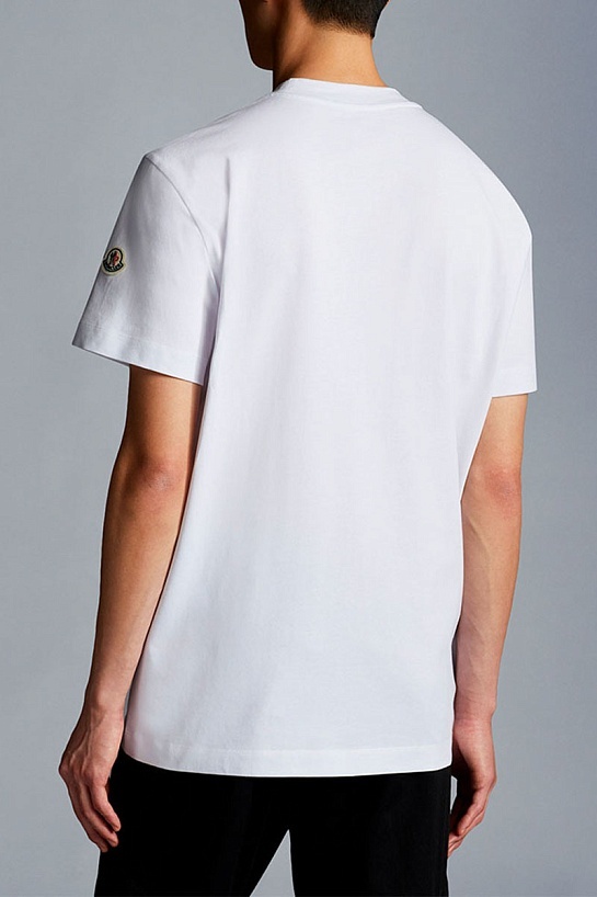 Белая оверсайз футболка Moncler Checked logo-print