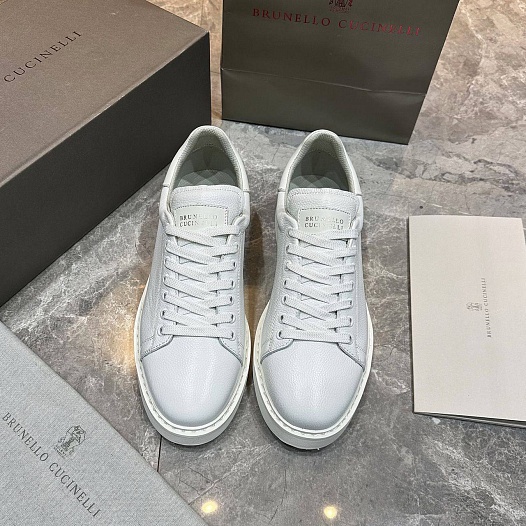 Мужские кроссовки Brunello Cucinelli grain leather - White   
