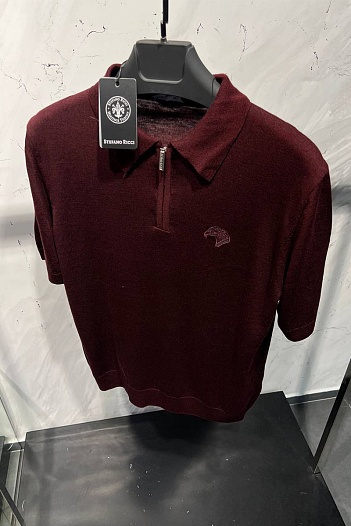 Мужское поло Stefano Ricci Eagle zip-neck - Burgundy   