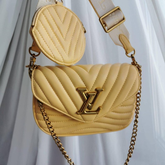 Кожаная сумка Louis Vuitton Mini Pochette 16x12 см - Yellow   