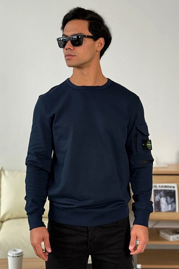 Тёмно-синий свитшот Stone Island compass-patch crewneck   