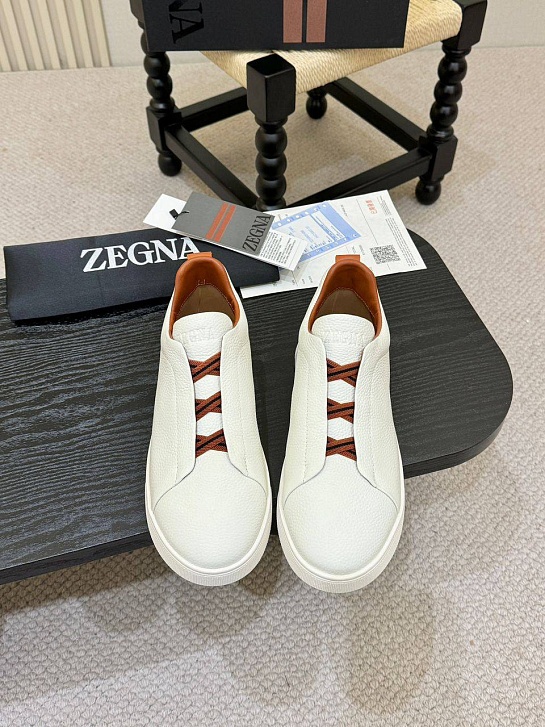 Кожаные кроссовки Ermenegildo Zegna Triple Stitch - White
