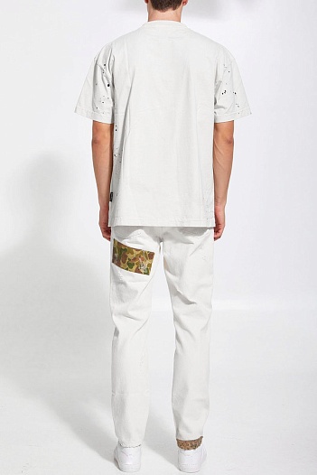 Белая оверсайз футболка Palm Angels Glittered logo   