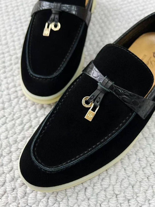 Женские лоферы Loro Piana Summer Charms Walk premium - Black