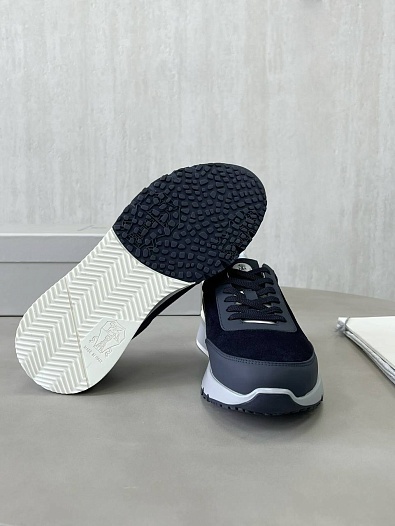 Замшевые кроссовки Brunello Cucinelli Premium - Navy   