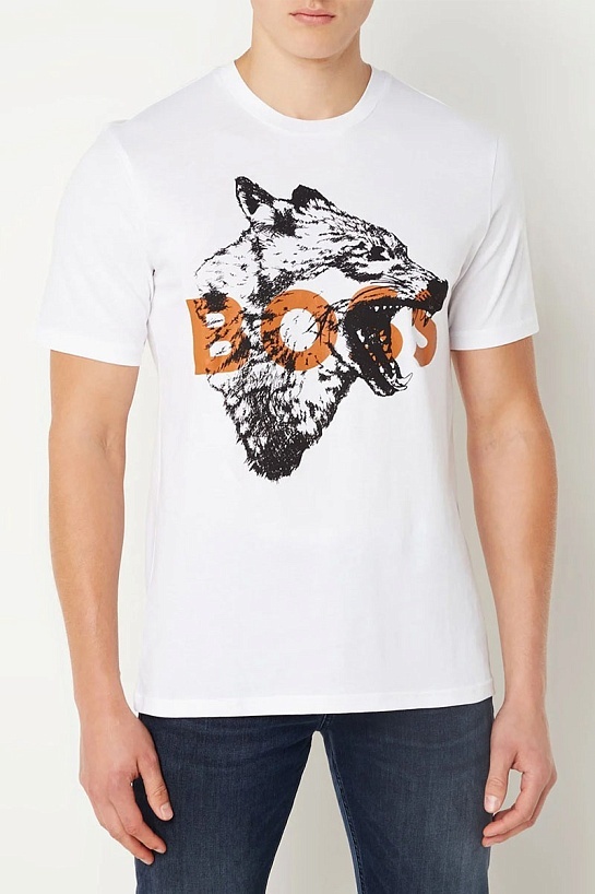 Мужская белая футболка Hugo Boss TDraw